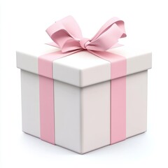Glossy Gift Box with Pink Ribbon and Bow
