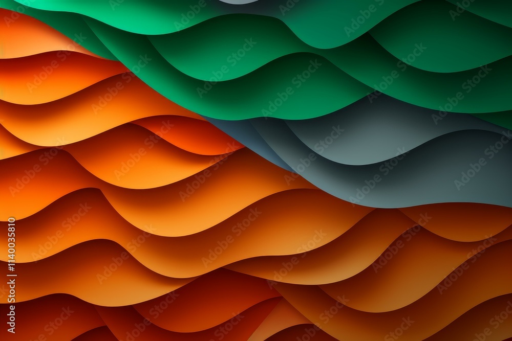 Poster abstract background with colorful wavy layers creating a sense of depth and motion