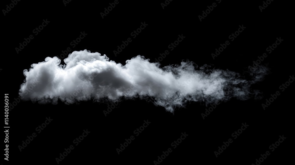 Poster dynamic cloud of white smoke on a black background with selective focus creating a dramatic and mood