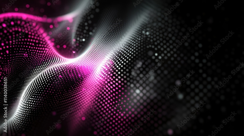 Aufkleber a vibrant abstract design featuring flowing waves and dots in pink and black tones.