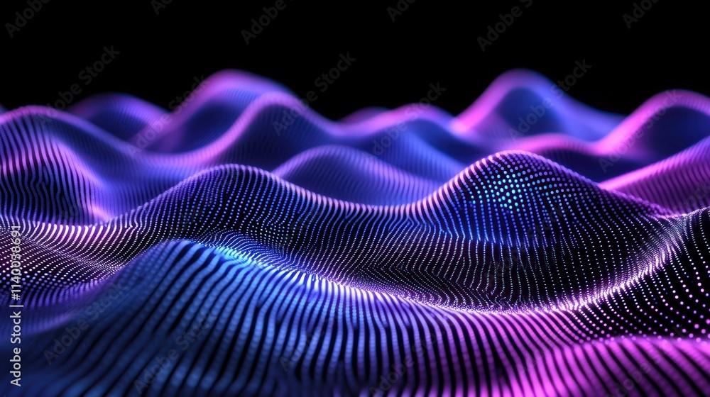 Aufkleber Abstract representation of waves in vibrant colors, showcasing digital aesthetics and depth.