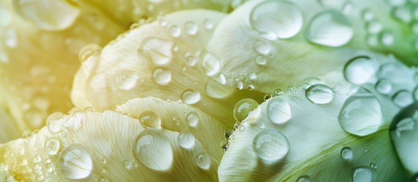 Close up of fresh tulip petals with water droplets showcasing delicate textures and vivid colors in natural light.