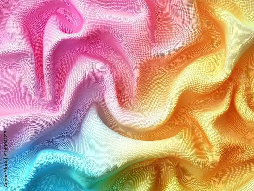 Poster Colorful Abstract Fabric Wave with Soft Gradient Texture and Flowing Movement