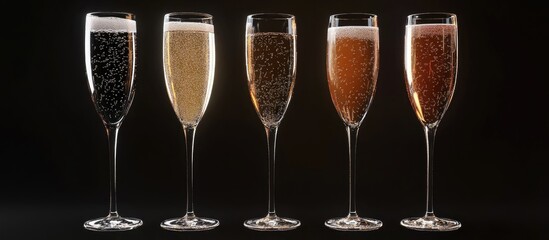 Elegant assortment of champagne glasses showcasing a variety of sparkling beverages ideal for festive celebrations and special occasions