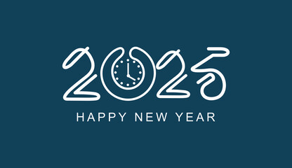 Happy new year 2025 design logo text vector illustration new year celebration concept modern style background 