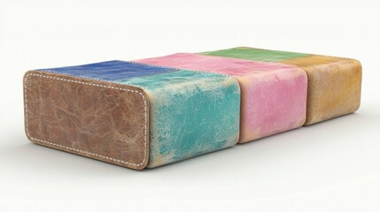 Fototapeta premium Colorful Distressed Leather Cubes Stylish Texture Fashionable Design Product Mockup