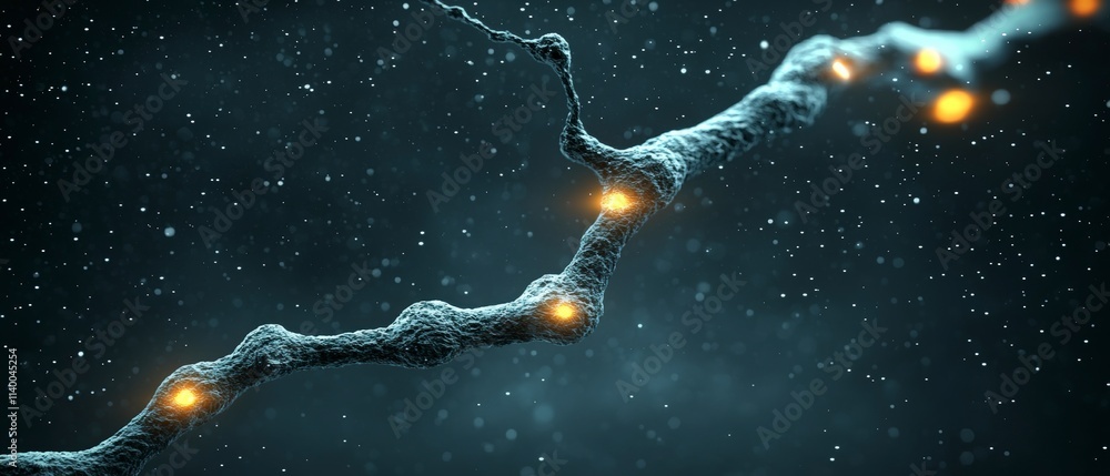 Aufkleber glowing neural pathway abstract brain cell science background