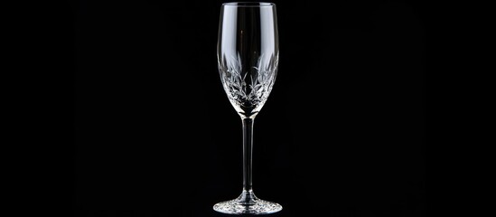 Elegant crystal champagne glass on black background showcasing intricate design and sophistication perfect for celebration and luxury themes.