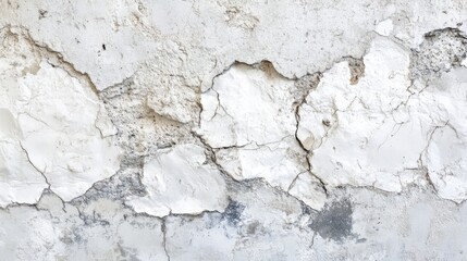 Obraz premium Aged white concrete surface with cracks and peeling layers showcasing intricate texture details for architectural and design backgrounds