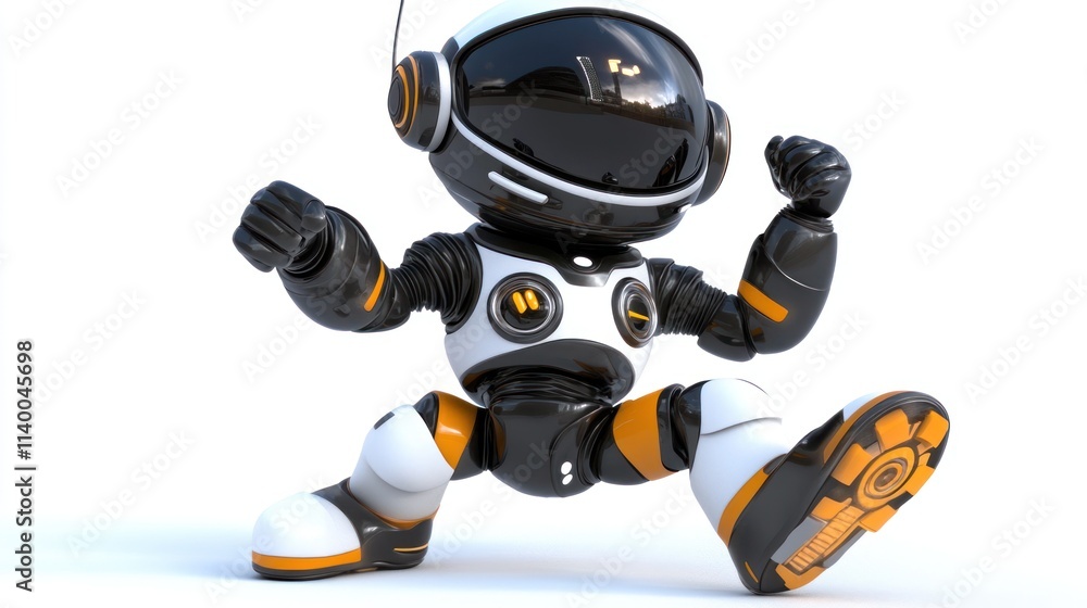 Leinwandbilder A stylized robot character in a dynamic pose, showcasing a playful and futuristic design.