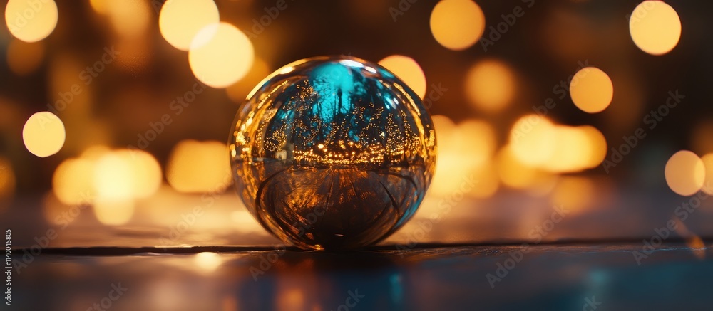 Poster christmas ornament on a sparkling bokeh backdrop creating a festive and warm holiday atmosphere with