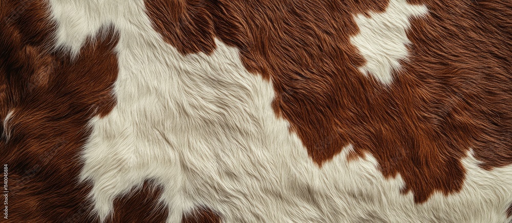 Poster close up texture of cowhide featuring rich brown and white patterns ideal for backgrounds and textil