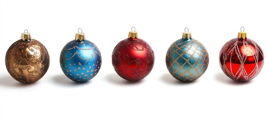 Elegant Christmas Ornaments in Assorted Colors Displayed on a Crisp White Background for Holiday Decor Inspiration