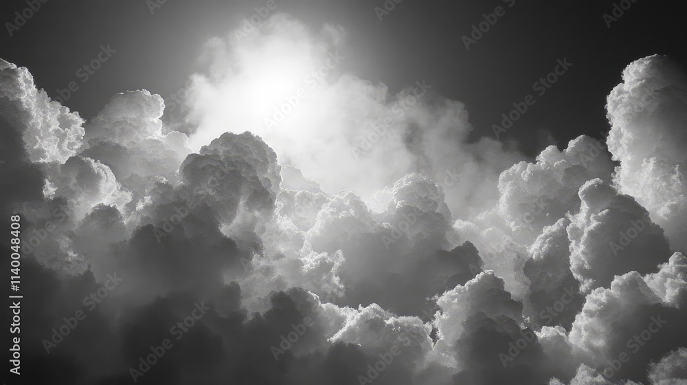 Aufkleber dramatic black and white clouds partially blocking the sun creating a moody atmospheric background i