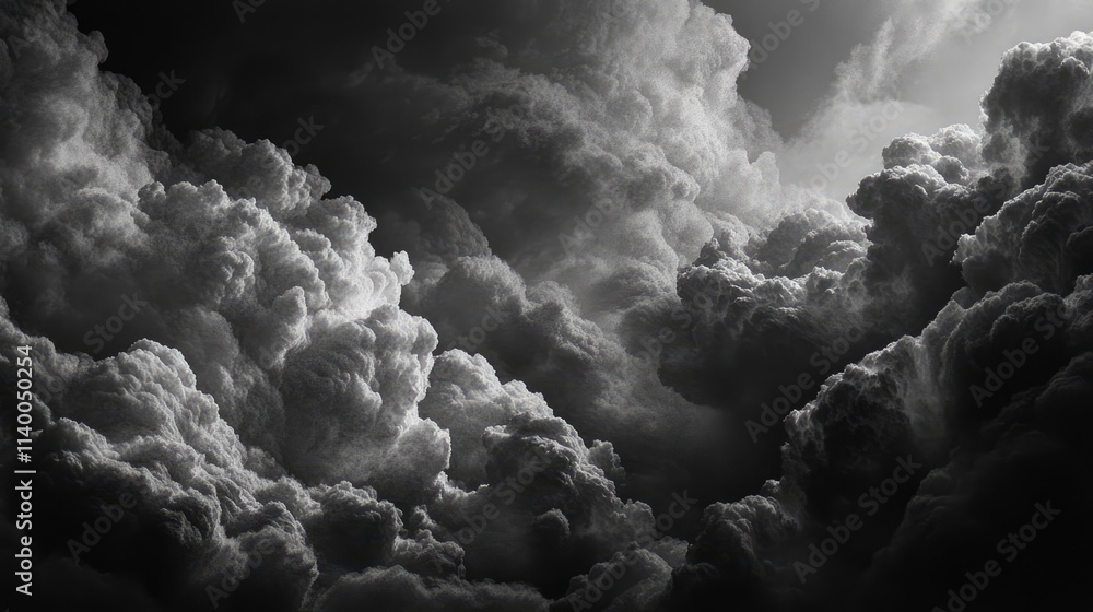 Poster dramatic monochrome clouds with depth and texture creating a striking atmospheric background for var