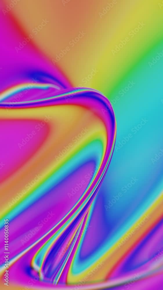 Poster Vibrant Rainbow Gradient Waveforms in Abstract Digital Flow