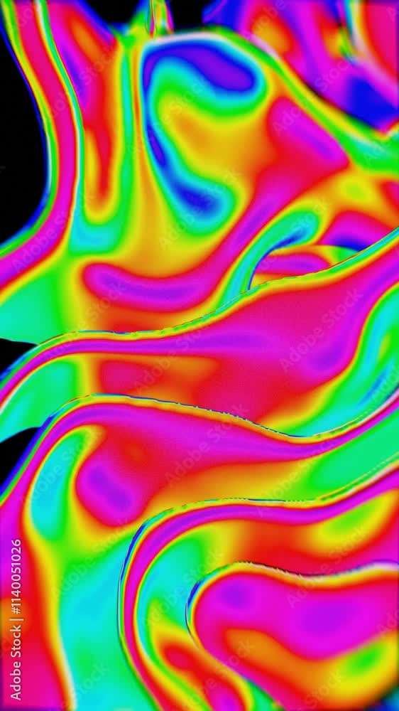 Poster Surreal Abstract Sphere with Vivid Rainbow Swirls and Smooth Gradient Colors