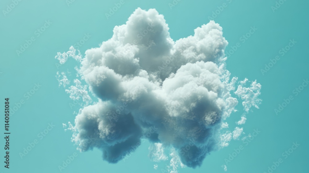 Aufkleber fluffy white cloud drifting in a serene blue sky creating a tranquil and relaxing atmosphere for nat