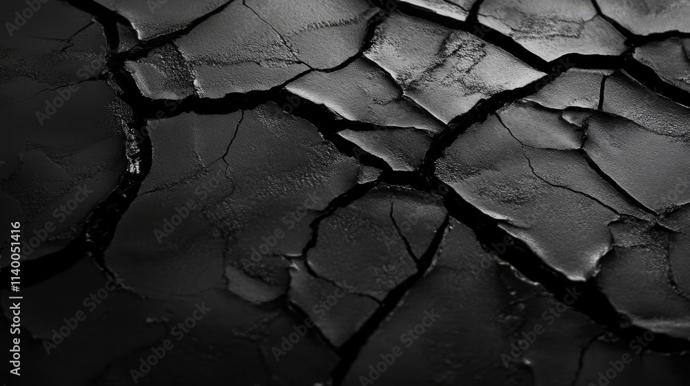 Poster black cracked texture background showcasing intricate patterns of dry and damaged surface ideal for 