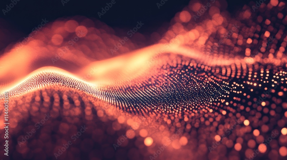 Leinwandbilder Abstract wave-like structure with glowing particles creating a dynamic visual effect.