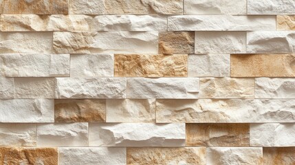 Cream and white textured brick wall interior design with natural stone pattern for stylish and modern backgrounds