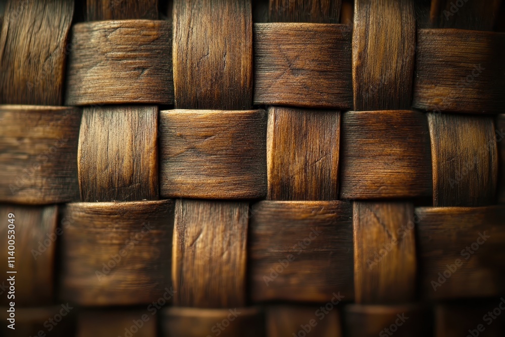 Poster close-up of a woven texture showcasing intricate patterns and natural tones.