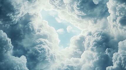 Naklejka premium Vintage cloudscape with dramatic formations and soft blue sky ideal for backgrounds in artistic and nostalgic projects.
