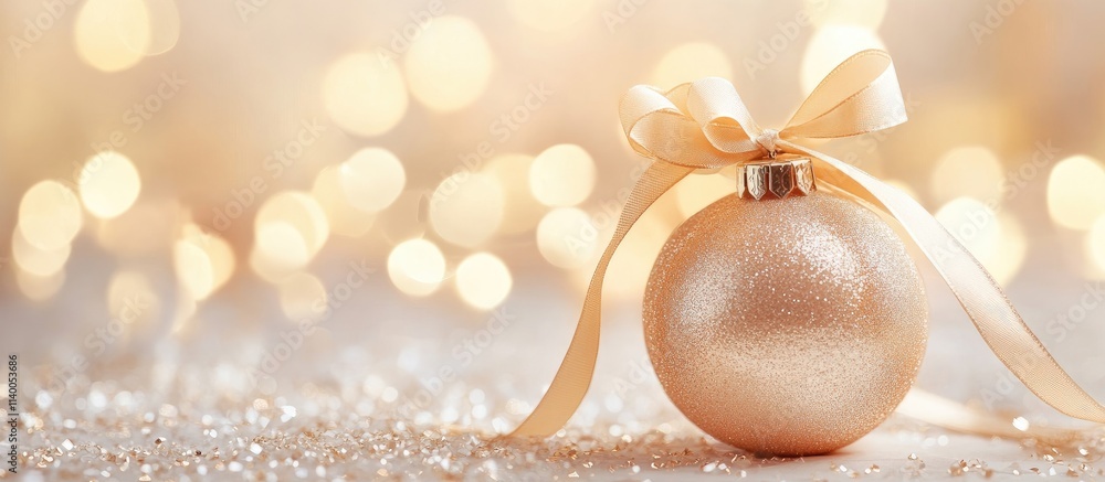 Aufkleber elegant christmas ornament with ribbon and soft bokeh background creating a festive and cozy atmosph