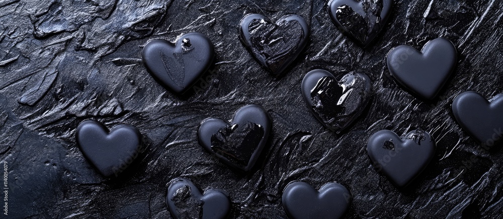 Aufkleber dark backdrop with glossy sugar hearts arranged artistically creating a unique texture and elegant c