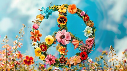 Obraz premium A peace sign created from flowers.