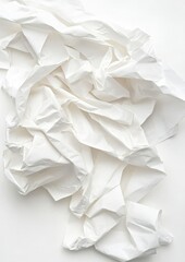 Obraz premium Crumpled White Paper Texture on a Minimalist Background for Artistic and Creative Concepts, Ideal for Backgrounds, Textures, and Graphic Design Projects