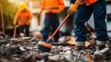 Search team meticulously sifting through debris and rubble, demonstrating unwavering dedication and teamwork in the face of challenging circumstances.