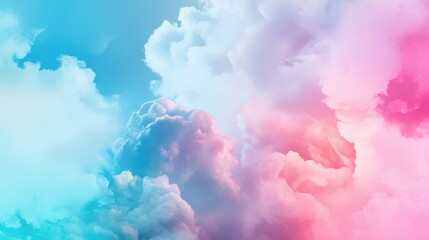 Fototapeta premium Colorful abstract clouds in a blue sky creating a dreamy background with soft pink and blue hues for artistic designs and presentations