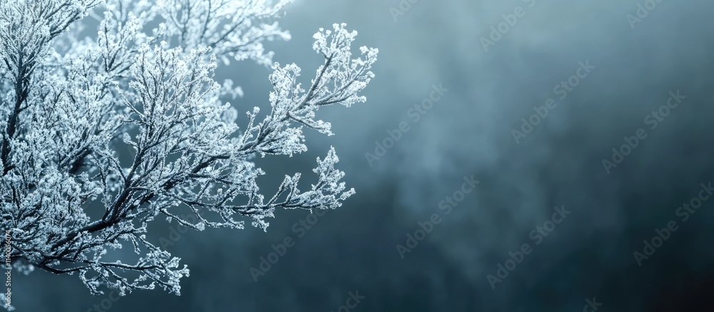 Poster adorned tree branches in cool tones silhouetted against a dark backdrop showcasing selective focus a