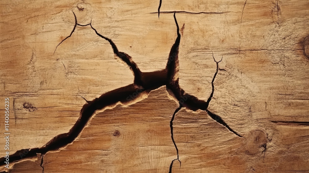 Poster natural wood texture with deep cracks and imperfections creating an abstract background for design a