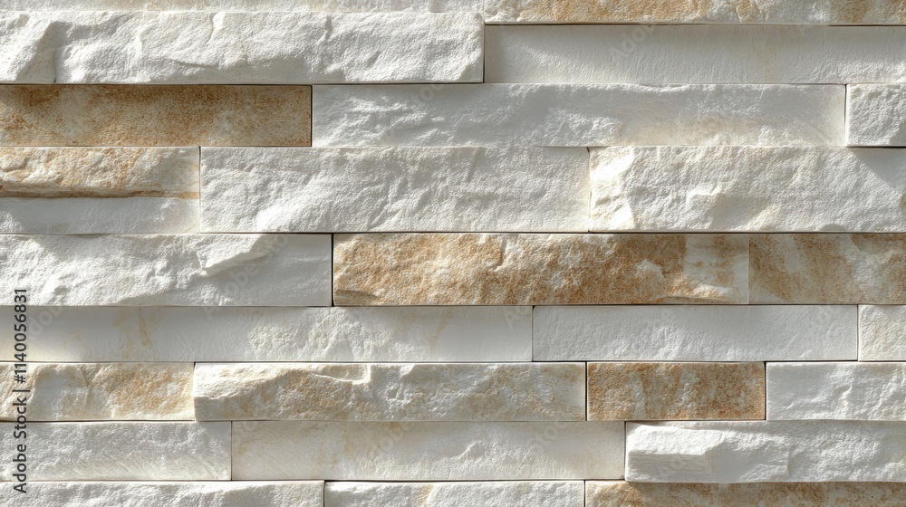 Poster cream and white textured brick wall with stonework pattern ideal for interior design and architectur