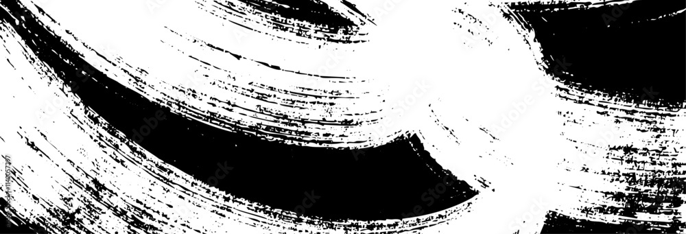 Poster abstract background with brush strokes and rough paint lines. geometric black and white pattern with