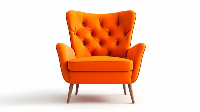 Isolated orange chair against a white background