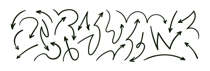 Doodle emphasis arrow icon. Design quirky twist zigzag line, spring coil, curve wave. Vector