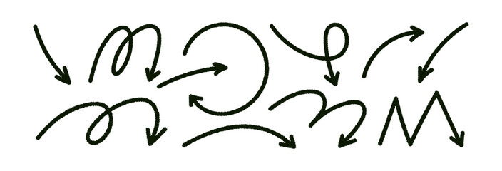 Doodle emphasis arrow icon. Design quirky twist zigzag line, spring coil, curve wave. Vector