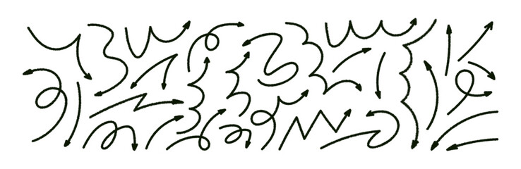 Doodle emphasis arrow icon. Design quirky twist zigzag line, spring coil, curve wave. Vector