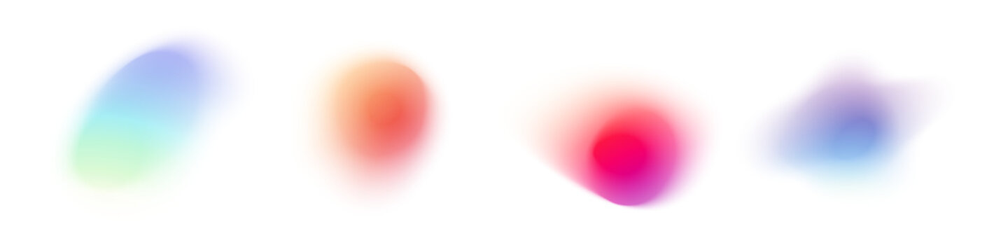 Y2K gradient shapes with blue blur colors. Abstract, fluid color. Flat vector illustration isolated on white.