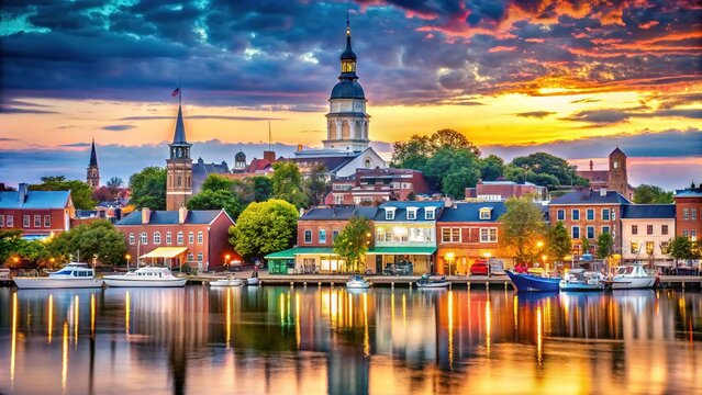 Annapolis Maryland Downtown Skyline with Copy Space