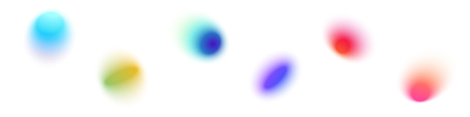 Y2K gradient shapes with blue blur colors. Abstract, fluid color. Flat vector illustration isolated on white.