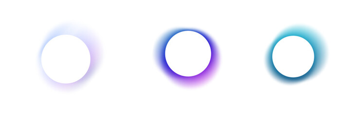 Y2K gradient shapes with blue blur colors. Abstract, fluid color. Flat vector illustration isolated on white.