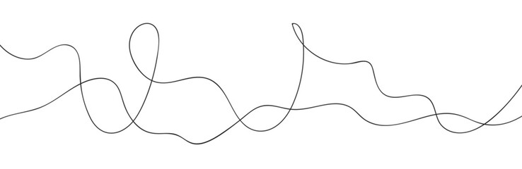 Seamless wavy line pattern with curvy abstract squiggles in a psychedelic wiggle design. Flat vector illustration isolated on white background.