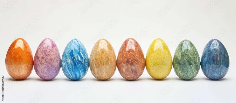 Aufkleber vibrant array of colored easter eggs arranged in a row showcasing various hues against a clean white