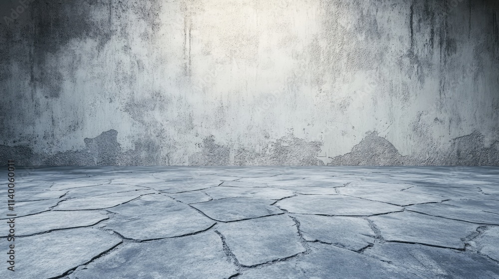 Poster cracked concrete wall with gray cement surface creating a textured urban background for creative pro