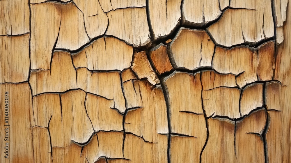 Aufkleber cracked weathered pine wood texture with intricate patterns showcasing natural aging and rustic char