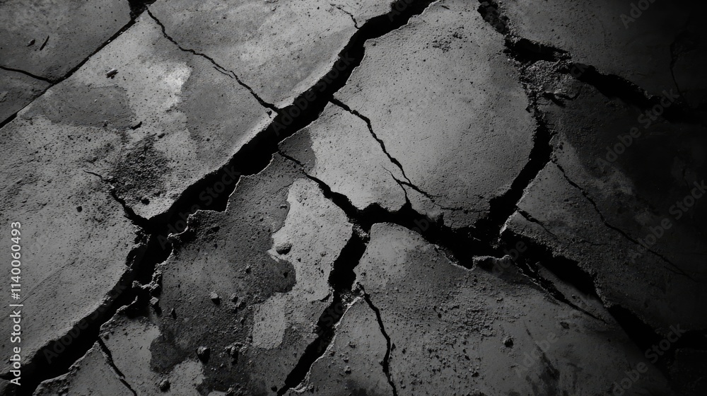 Poster cracked cement floor surface creating an abstract texture background for design and construction rel